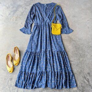 Chicwish Glory of Love Star Printed Maxi Dress in Navy NWOT size XL